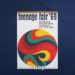 Original 1960s Vintage Abstract Psychedelic Poster'Teenage Fair 69' Signed