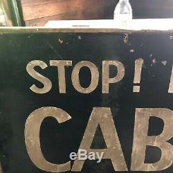 Original Antique 1920's STOP! HEATED CABINS FLUSH & SHOWER wood sign Vintage