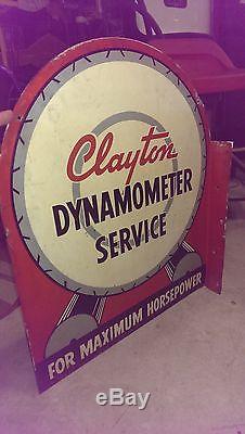 Original Clayton Vintage flange sign gas oil rare double sided race engine
