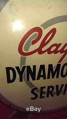 Original Clayton Vintage flange sign gas oil rare double sided race engine
