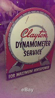Original Clayton Vintage flange sign gas oil rare double sided race engine