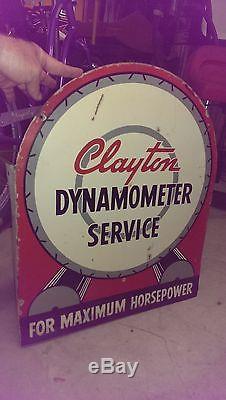 Original Clayton Vintage flange sign gas oil rare double sided race engine