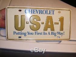 Original GM Chevrolet USA-1 steel license plate vintage promo 1970s 1960s camaro