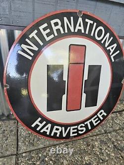 Original Large Vintage 1950's Internationa Harvester Porcelain Enamel Sign 30
