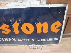 Original Vintage 1930's Firestone Porcelain Metal Sign 6' x 30 RARE