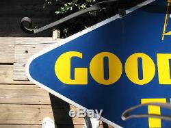 Original Vintage 1940 Goodyear Tires Porcelain on Steel Double Sided Sign