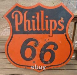 Original Vintage 1941 Phillips 66 Porcelain Sign 48 Oil & Gas Advertising Sign