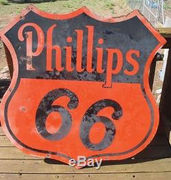 Original Vintage 1955 Phillips 66 Porcelain Sign 48 Oil & Gas Advertising Sign
