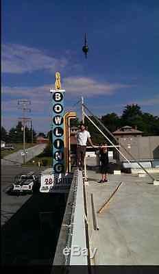 Original Vintage Art Deco Bowling Alley Neon Sign Americana