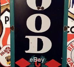 Original Vintage Goodrich Sign Gas Oil Tires Batteries Porcelain 78x18