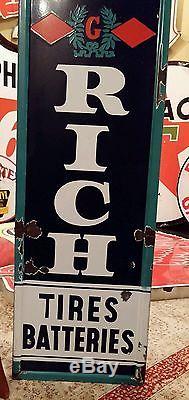 Original Vintage Goodrich Sign Gas Oil Tires Batteries Porcelain 78x18