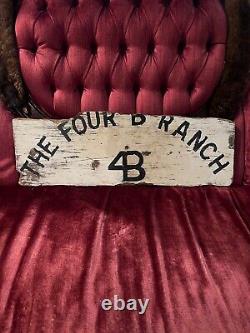 Original Vintage Hand Painted The 4B Ranch Wood Rustic Sign 8x24