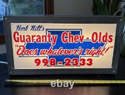 Original Vintage Herb Nill's Chev Olds dealer decal now a Lighted Sign