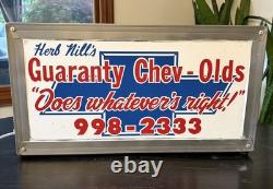 Original Vintage Herb Nill's Chev Olds dealer decal now a Lighted Sign