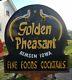 Original Vintage Porcelain Golden Pheasant Restaurant Sign