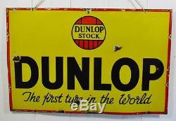 Original Vintage c1930 Dunlop The First Tyre In The World Enamel Sign