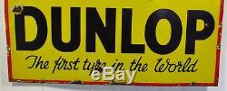 Original Vintage c1930 Dunlop The First Tyre In The World Enamel Sign