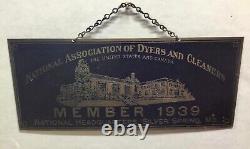 Original vintage National Association of Dyers and Cleaners engraved brass sign