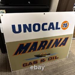 Original vintage Unocal Union 76 Outboard Fuel Gas And Motor Oil Porcelain Sign