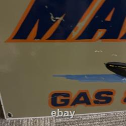 Original vintage Unocal Union 76 Outboard Fuel Gas And Motor Oil Porcelain Sign