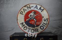 PAN AM motor oil porcelain sign from American Pickers vintage old antique