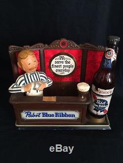 Pabst Blue Ribbon Beer Lighted Back Bar Sign Vintage Milwaukee PBR Bartender