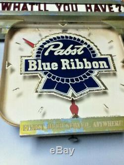 Pabst beer sign vintage metal reverse painted glass ROG lighted bar clock light