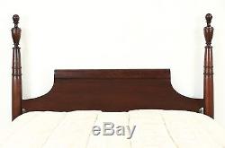 Pair Twin or Single Mahogany Poster Beds, 1930's Vintage, Signed Millwaukee