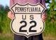 Pennsylvania Shield Sign Route 22 Highway Badge Antique Vintage 1930s