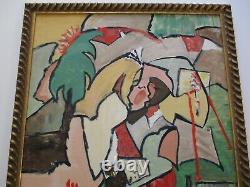 Peterson Oil Painting Vintage Abstract Expressionism Modernism Cubist Cubism