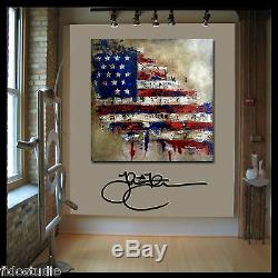 Pop art abstract vintage American Flag painting patriot Canvas print Fidostudio