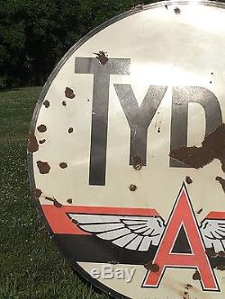 RARE ORIGINAL Vintage 6 Ft. TYDOL FLYING A PORCELAIN pole sign GAS oil Station
