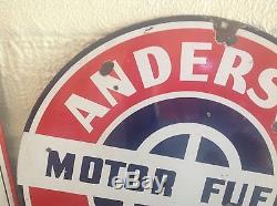 RARE ORIGINAL Vintage ANDERSON PRICHARD MOTOR FUELS PORCELAIN sign GAS oil DSP