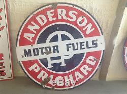 RARE ORIGINAL Vintage ANDERSON PRICHARD MOTOR FUELS PORCELAIN sign GAS oil DSP