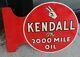 Rare Old Vintage Metal Enamel Kendall Motor Oil 2000 Mile Sign 2-sided Withflange