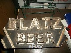 RARE VINTAGE 1920s 30s DECO BLATZ BEER SMALL NEON BEER SIGN BRASS BLATZ LABEL
