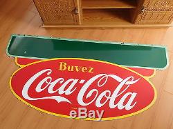 Rare Vintage 1950 P&m Large 58x28 Double Sided Porcelain Coca Cola Sign Ex Cond