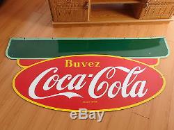 Rare Vintage 1950 P&m Large 58x28 Double Sided Porcelain Coca Cola Sign Ex Cond