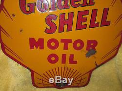 Rare Vintage Original Golden Shell Gas Station Motor Oil Porcelain Vintage Sign