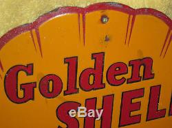 Rare Vintage Original Golden Shell Gas Station Motor Oil Porcelain Vintage Sign