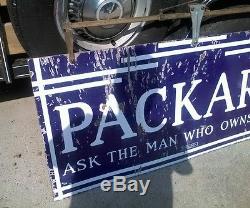 RARE VINTAGE PACKARD & HANGING BRACKET DOUBLE SIDED PORCELAIN SIGN 1920s 1930s