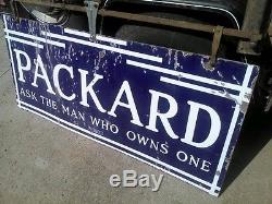 RARE VINTAGE PACKARD & HANGING BRACKET DOUBLE SIDED PORCELAIN SIGN 1920s 1930s
