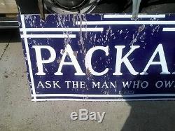 RARE VINTAGE PACKARD & HANGING BRACKET DOUBLE SIDED PORCELAIN SIGN 1920s 1930s