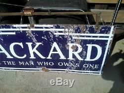 RARE VINTAGE PACKARD & HANGING BRACKET DOUBLE SIDED PORCELAIN SIGN 1920s 1930s