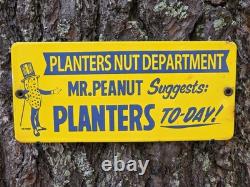 RARE VINTAGE PLANTER'S NUT DEPARTMENT PORCELAIN ENAMEL SIGN, APPX 4.5x9.5