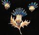 Rare Vintage Signed Crown Trifari Thistle Brooch And Earring Set