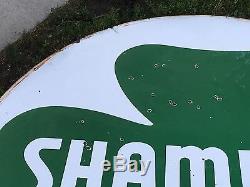 RARE! VinTagE SHAMROCK Gas Oil Station Garage DSP Double Sided PORCELAIN 6' Sign