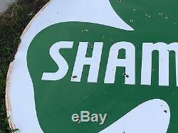 RARE! VinTagE SHAMROCK Gas Oil Station Garage DSP Double Sided PORCELAIN 6' Sign