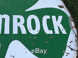 RARE! VinTagE SHAMROCK Gas Oil Station Garage DSP Double Sided PORCELAIN 6' Sign