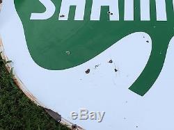 RARE! VinTagE SHAMROCK Gas Oil Station Garage DSP Double Sided PORCELAIN 6' Sign